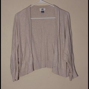 Beige Cropped Dolman Open Front Cardigan
